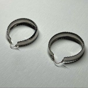 Vintage Silver?Tone Hoop Earrings